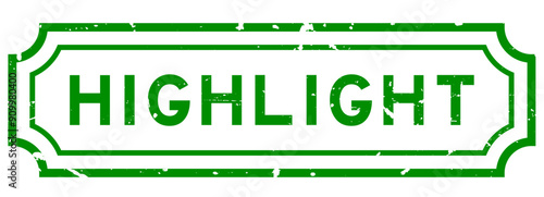 Grunge green highlight word rubber seal stamp on white background