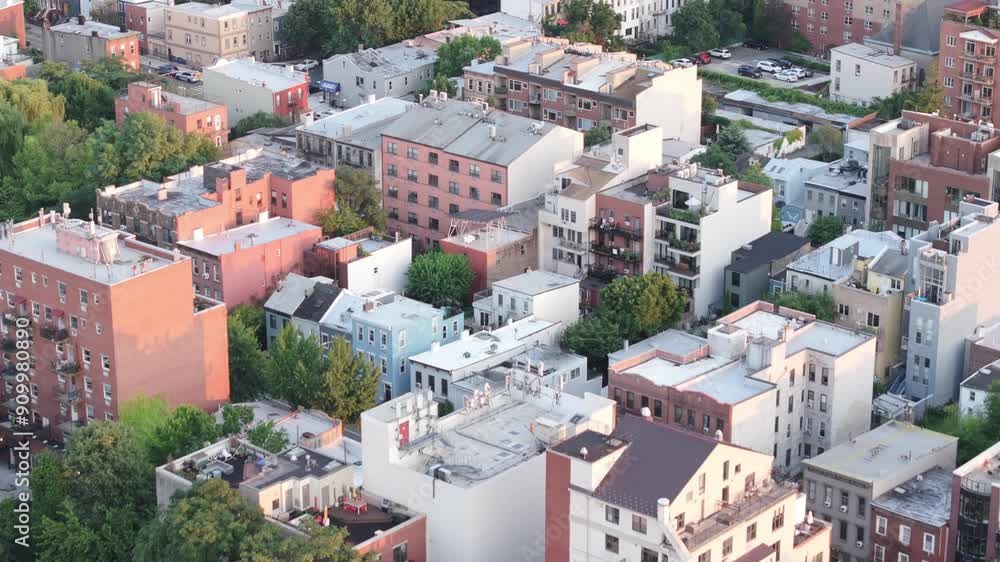 Aerial view of Park Slope, Brooklyn. Shot on a summer day in 4k. Aerial view of Park Slope, Brooklyn. Shot on a summer day in 4k.