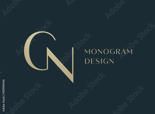 CN letter logo icon design. Classic style luxury initials monogram.