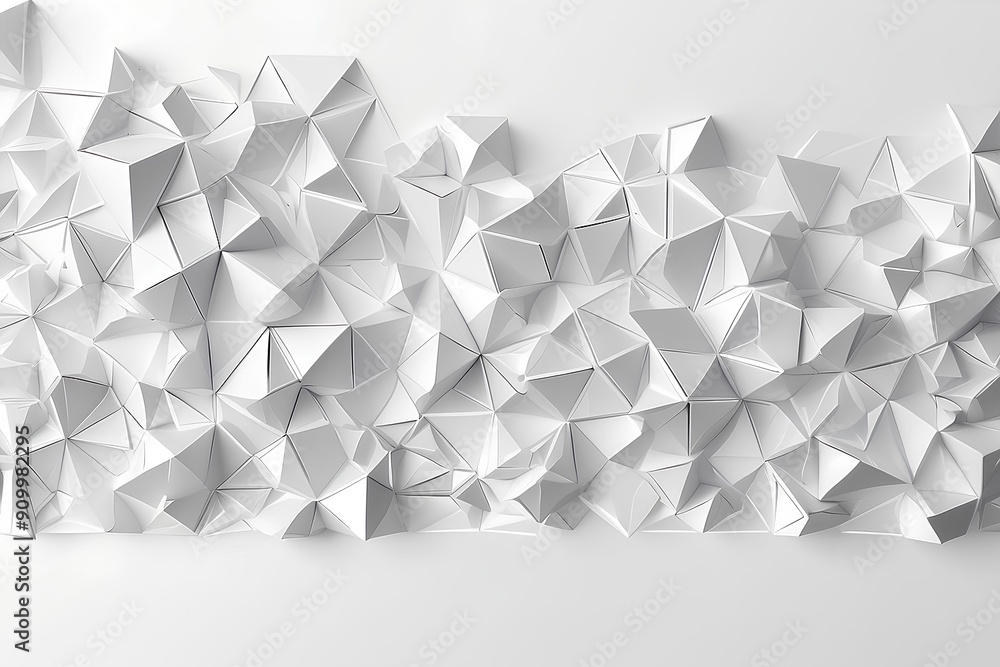 Obraz premium geometric abstract design composed of white 3d triangular shapes, creating a modern and clean pattern, ideal for backgrounds and minimalist themes