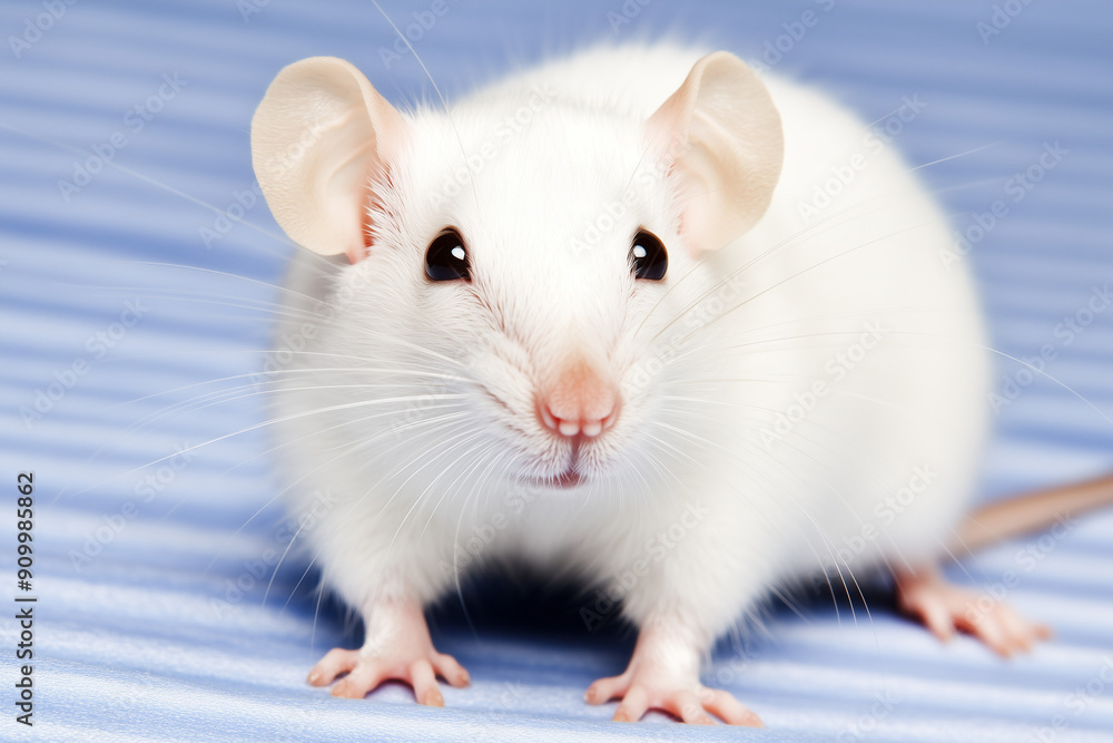 White rat used in animal testing in laboratory. White rat used in animal testing in laboratory.