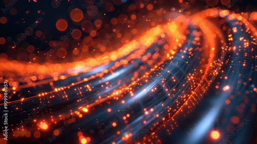 Abstract Glowing Red and Blue Light Trails with Bokeh Effect in a Dark Background Abstract Glowing Red and Blue Light Trails with Bokeh Effect in a Dark Background