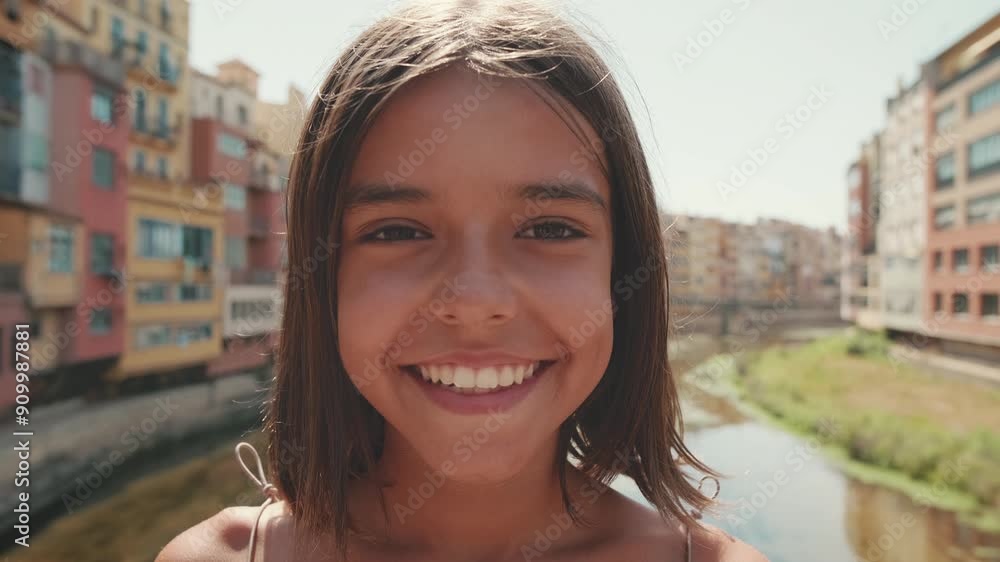 Dreamy little girl outside on a sunny day