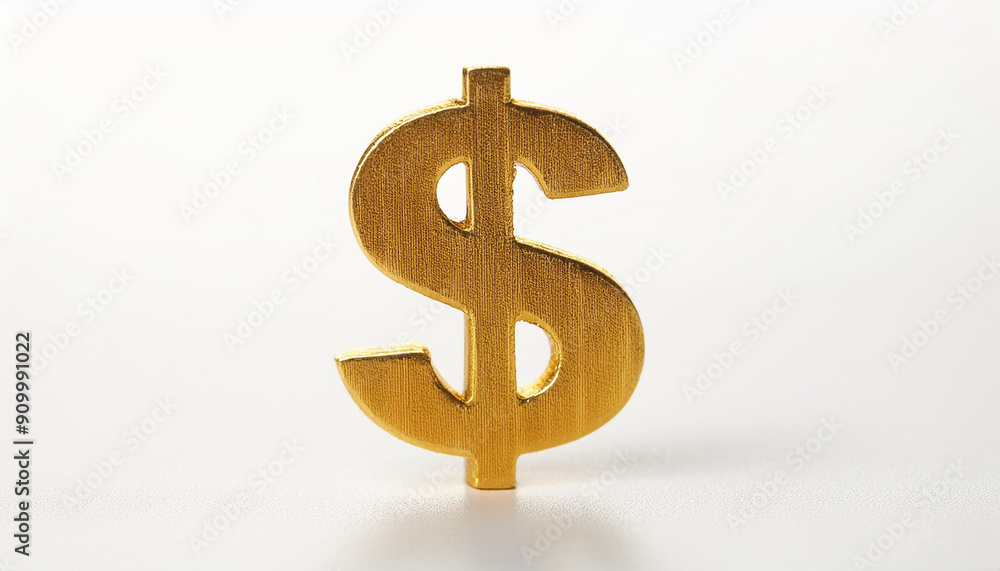 Golden dollar symbol isolated on white. Business and finance, money, wealth and economic success Golden dollar symbol isolated on white. Business and finance, money, wealth and economic success