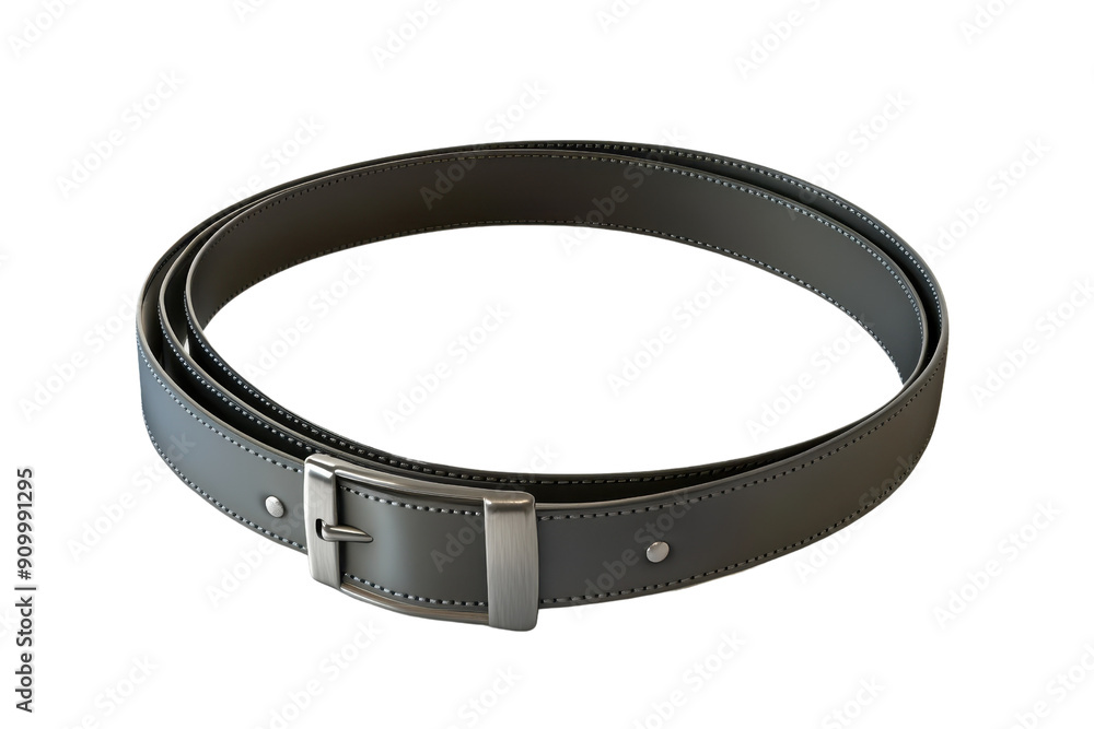 Elegant gray leather belt with a classic silver buckle isolated on a transparent background. perfect for fashion and accessory designs. Elegant gray leather belt with a classic silver buckle isolated on a transparent background. perfect for fashion and accessory designs.