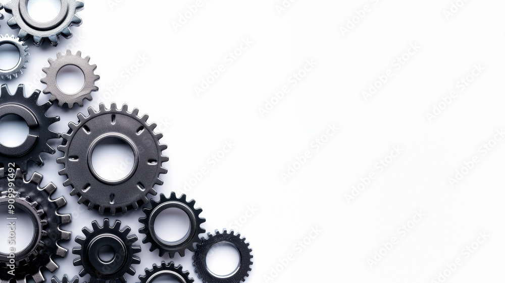A collection of metallic gears arranged in a graphic design, perfect for illustrating engineering and industry concepts. A collection of metallic gears arranged in a graphic design, perfect for illustrating engineering and industry concepts.