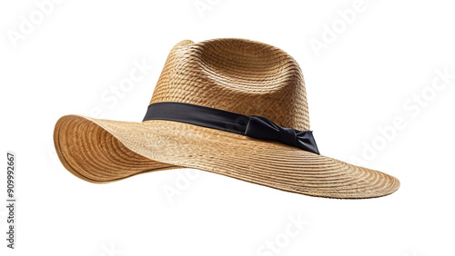 vintage straw hat isolated on white background
