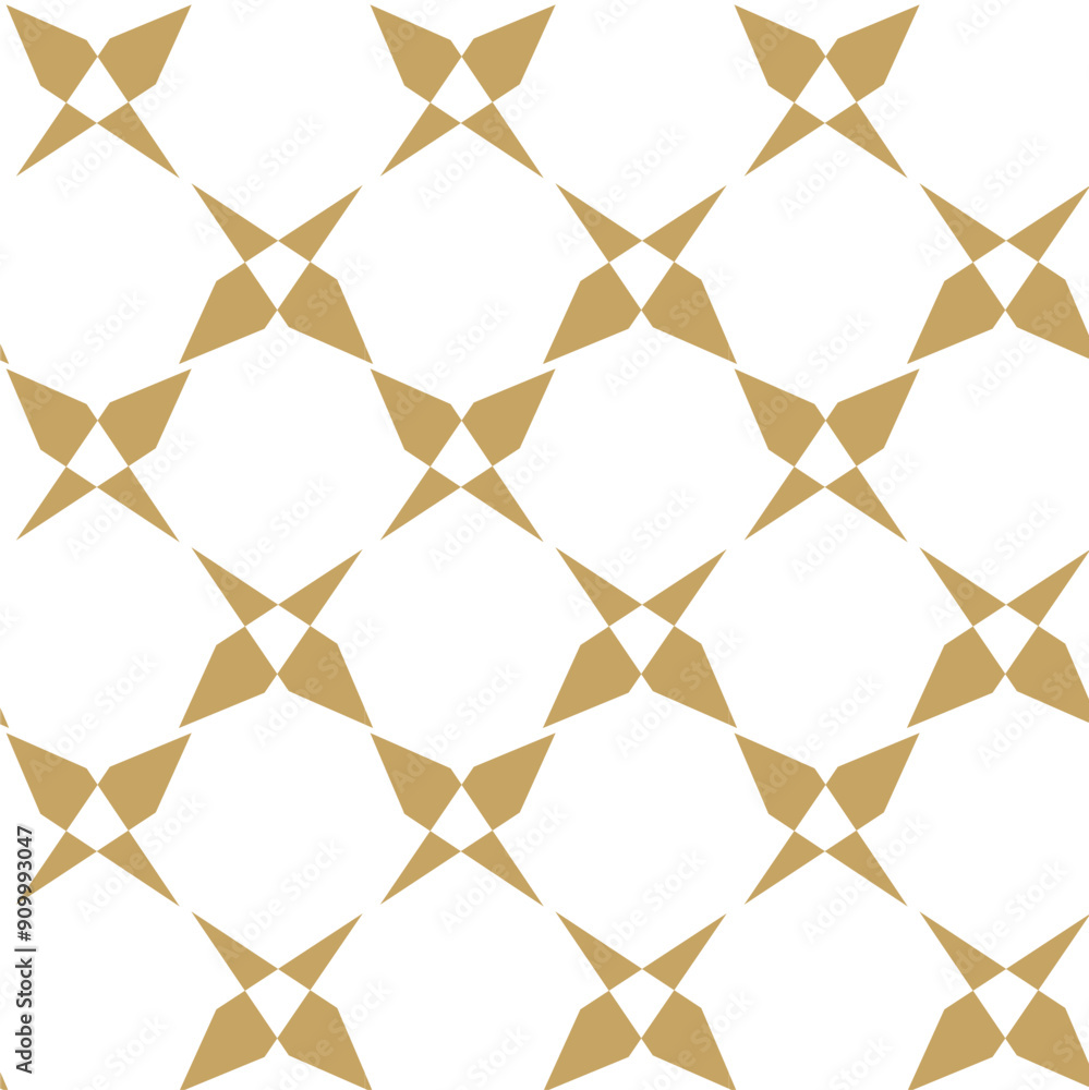 Naklejka premium Abstract geometric pattern with stripes, lines. Seamless vector background. White and gold floral ornament. Modern reticulated graphic design.