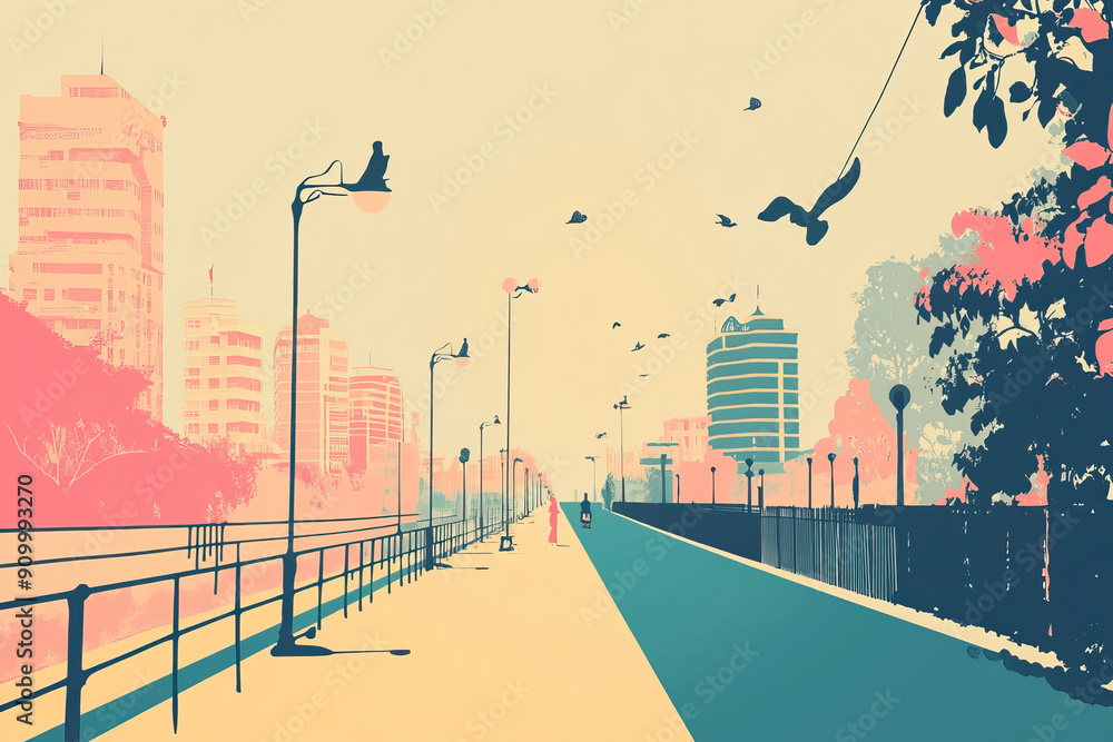 Φωτογραφία Risograph retro riso print travel poster, card, wallpaper or banner illustration, modern, isolated, clear, simple of Raipur, India