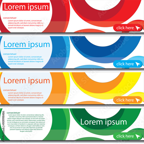 circle banner for web or printing with four color variables