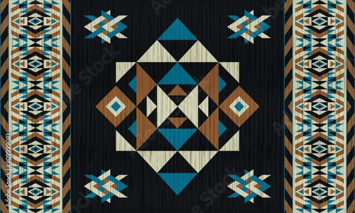American tribal ethnic native pattern.Traditional Navajo,Aztec,Apache,Southwest and Mexican style fabric pattern.Abstract vector motifs pattern.For fabric,clothing,blanket,carpet,woven,wrap,decoration