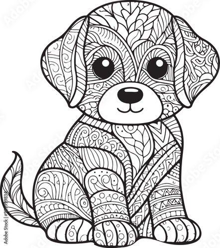 dog  art pattern  adorable yet abstract representation of a puppy, combining playful