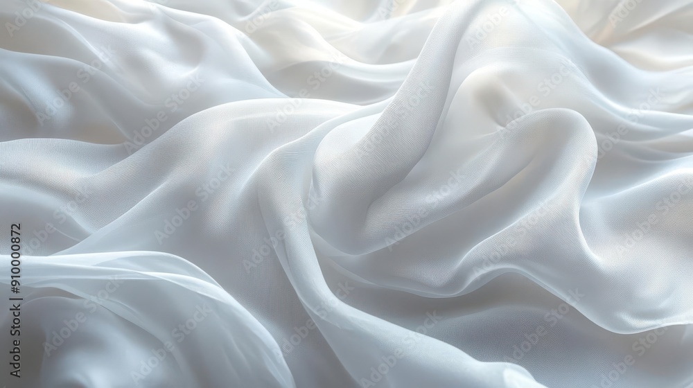 ethereal white fabric billowing in gentle breeze soft folds and creases catch light creating a serene and luxurious atmosphere ethereal white fabric billowing in gentle breeze soft folds and creases catch light creating a serene and luxurious atmosphere