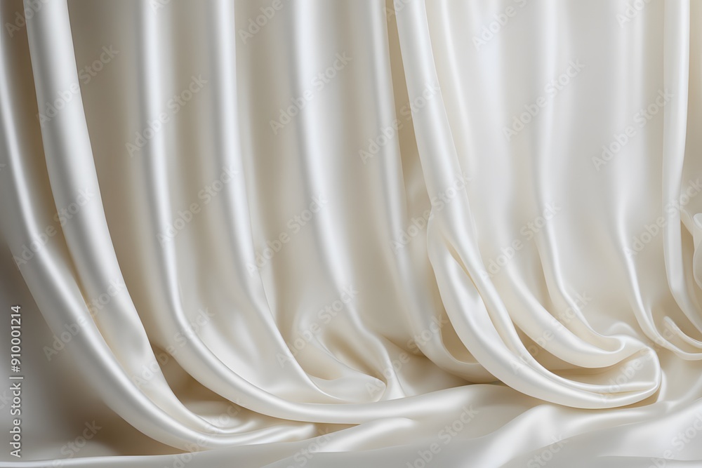 Luminous pearl white silk curtain with a smooth finish for classic product showcases, AI Generated Luminous pearl white silk curtain with a smooth finish for classic product showcases, AI Generated