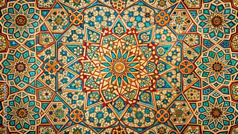 Islamic Pattern Color Design Old Islamic pattern wallpaper with intricate geometric designs and ...