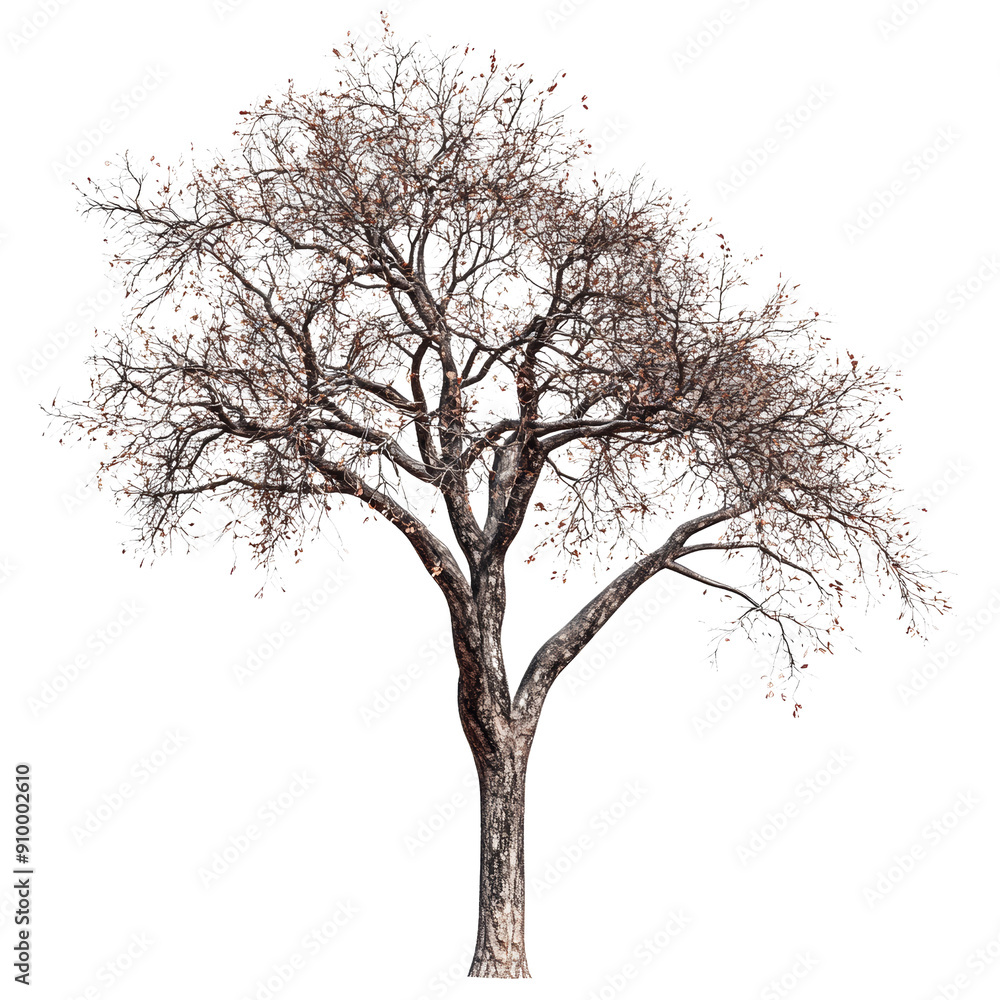Majestic Leafless Tree with Intricate Branches Against a Transparent Background