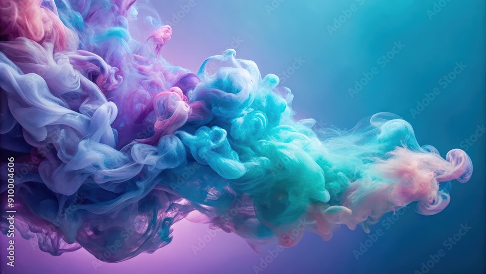 Aqua smoke swirling in a symphony of colors against a backdrop of soft lavender and powder blue , Aqua, smoke Aqua smoke swirling in a symphony of colors against a backdrop of soft lavender and powder blue , Aqua, smoke