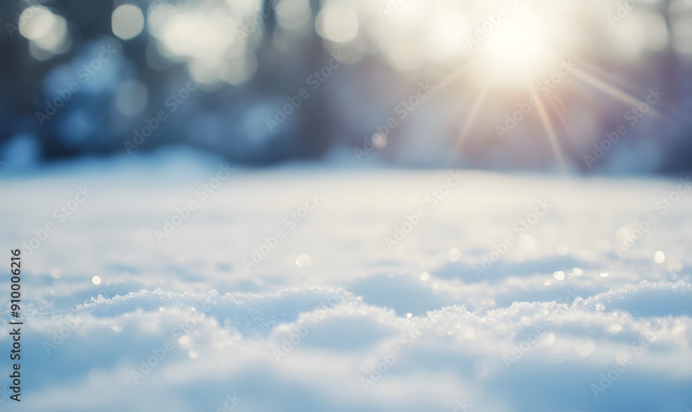 Fototapeta premium Freshly fallen snow with bokeh, Generative AI