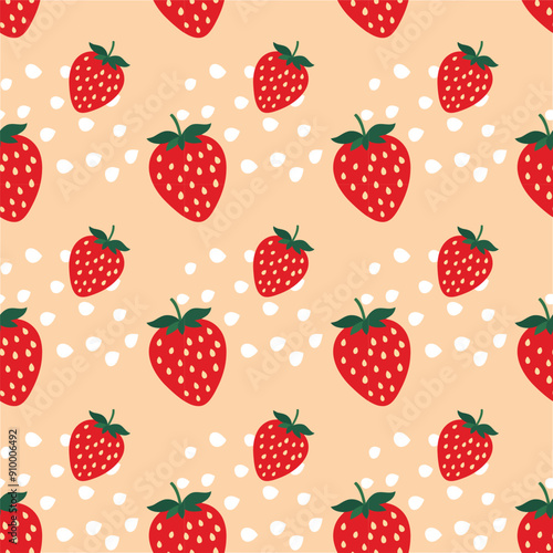 seamless pattern with strawberries fruit