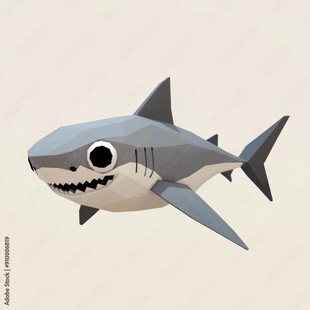Obraz premium ローポリゴン3Dサメ