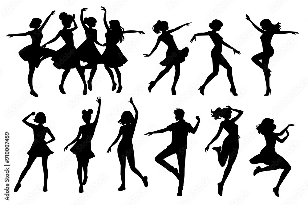set of shadow dancing people silhouette vector set of shadow dancing people silhouette vector