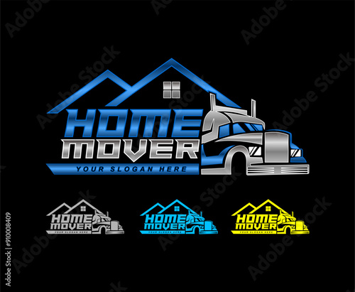 house moving vector logo design badge emblem template