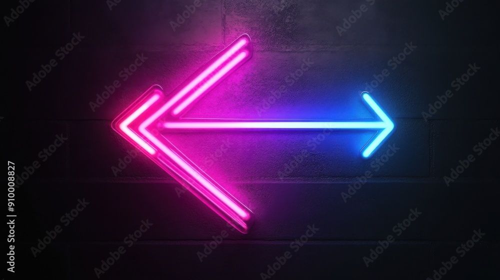 Dynamic Neon Arrow with Glowing Effect on Solid Black Background Dynamic Neon Arrow with Glowing Effect on Solid Black Background