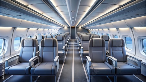 Interior of a modern passenger airplane , travel, transportation, aircraft, window seat, overhead bin