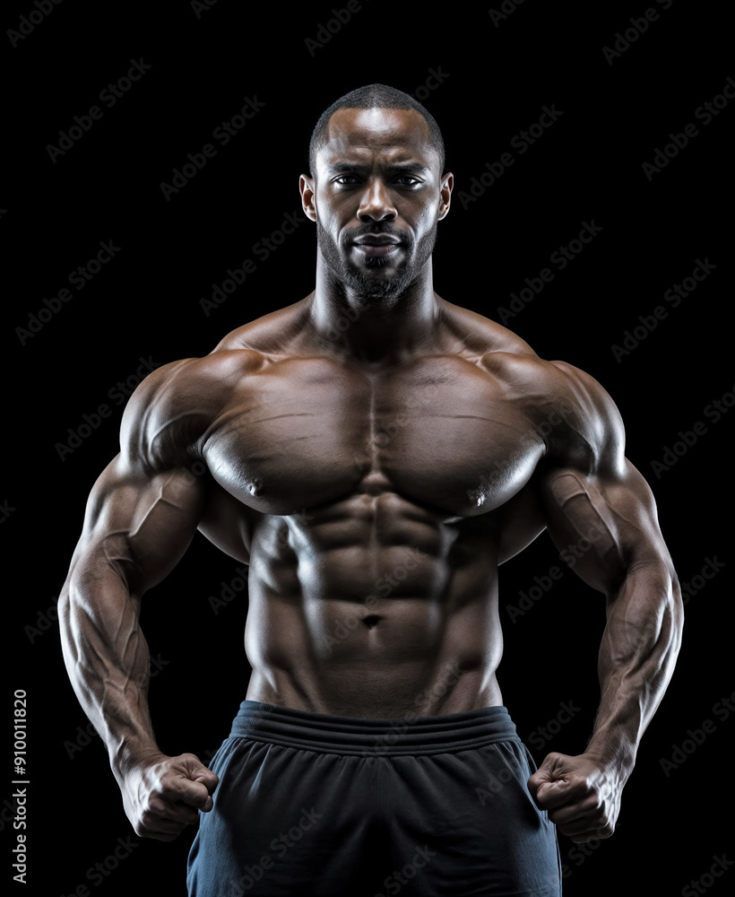 Muscular shirtless man posing in studio created with Generative AI technology Muscular shirtless man posing in studio created with Generative AI technology