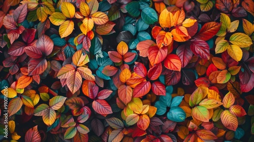 Top view Autumn colorful leaves