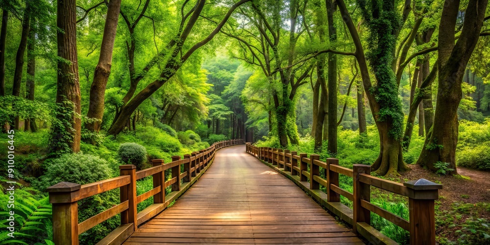Beautiful wooded pathway surrounded by lush green trees, nature, forest, walkway, tranquil, serene, peaceful Beautiful wooded pathway surrounded by lush green trees, nature, forest, walkway, tranquil, serene, peaceful