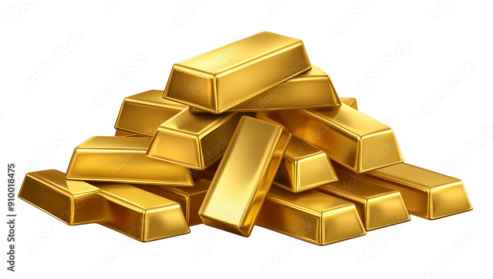Pile of Gold bars on transparent isolated background representing wealth Pile of Gold bars on transparent isolated background representing wealth