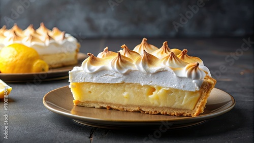 Traditional, generous old-fashioned lemon meringue pie , lemon, meringue, pie, dessert, French, sweet, tart, homemade