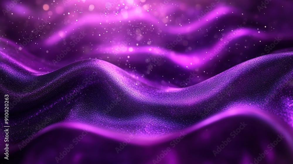 Cosmic Velvet: Shimmering waves of purple fabric flow like a galaxy, sparkling with ethereal light. Cosmic Velvet: Shimmering waves of purple fabric flow like a galaxy, sparkling with ethereal light.