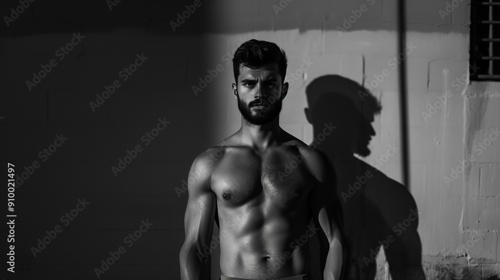 Fototapeta premium Man with Industrial Buildings