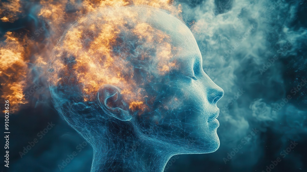 surreal mind expansion concept translucent human head intertwining organic and digital neural networks holographic knowledge spheres ethereal energy flows surreal mind expansion concept translucent human head intertwining organic and digital neural networks holographic knowledge spheres ethereal energy flows