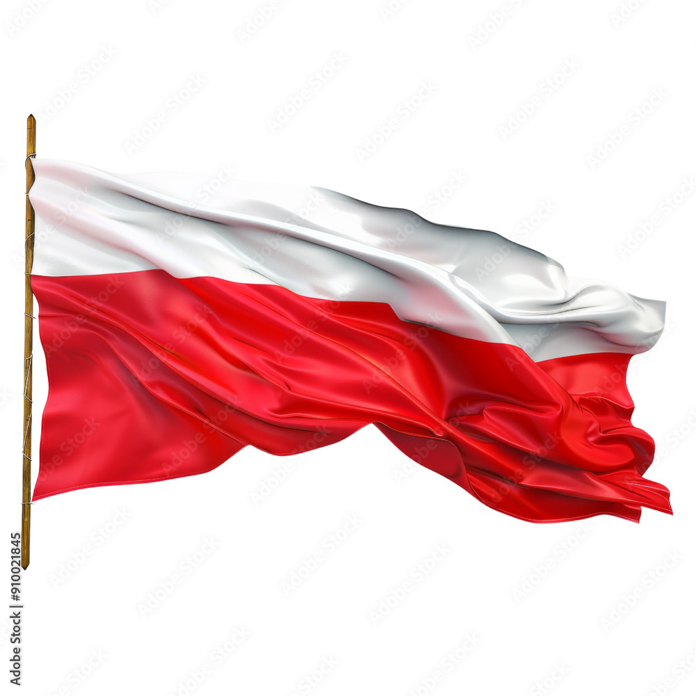 Poland flag flying isolated on transparent or white background Poland flag flying isolated on transparent or white background