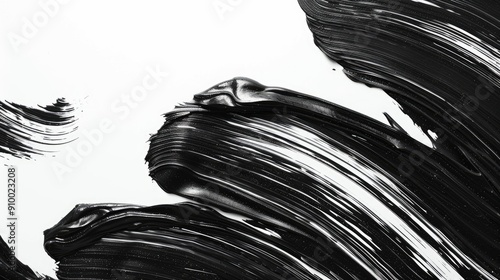 Bold Asian brush strokes with deep black ink on white