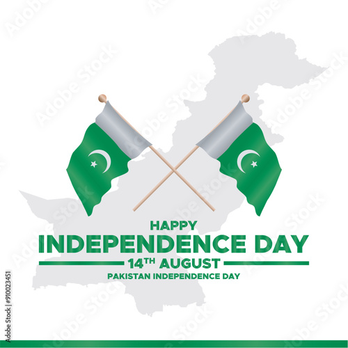 Happy Independence Day of Pakistan, 14th of August, Pakistan Independence Day 14 August, "Youm-e-Azadi" means Pakistan Independence Day. Pakistan day stock illustration.