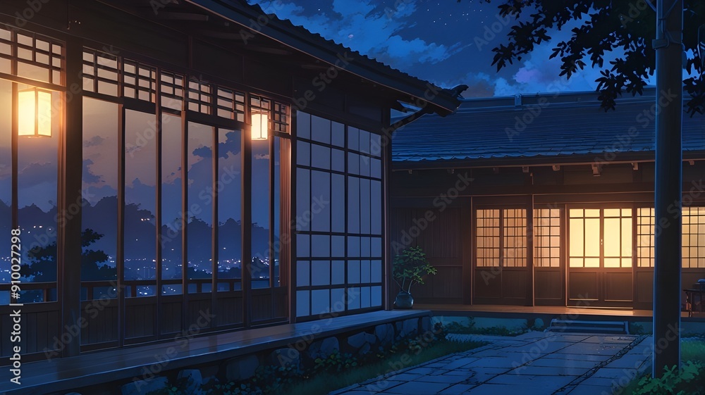 Traditional Japanese house interior anime style Traditional Japanese house interior anime style