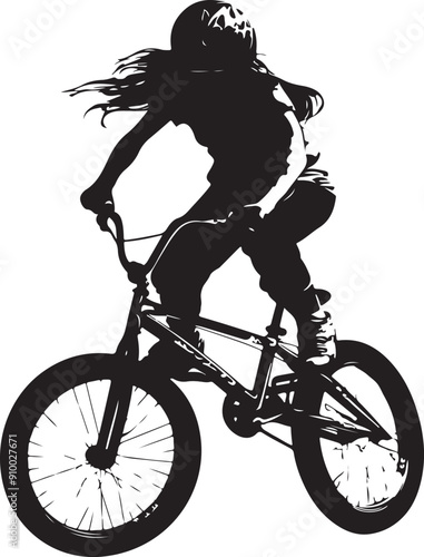 bmx riding girl bicycle bike silhouette