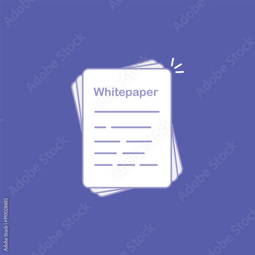 simple whitepaper or document icon. cartoon style trend invest ico sheet doc logotype graphic design element isolated on white background. concept of