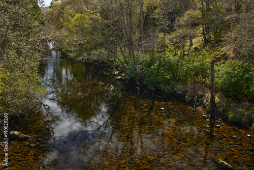 Built to Thomas Telford's specification, this single-arched hump-backed bridge over River Moidart at Ardmolich is disused. Kinlochmoidart, Highlands, Scotland photo