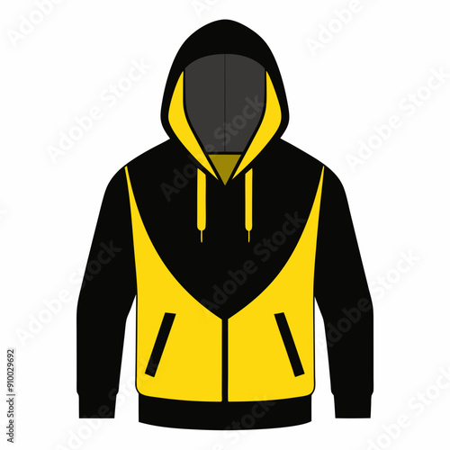 Streetwear chic mockup stand out with this trendy yellow and black combo hoodie vector illustration