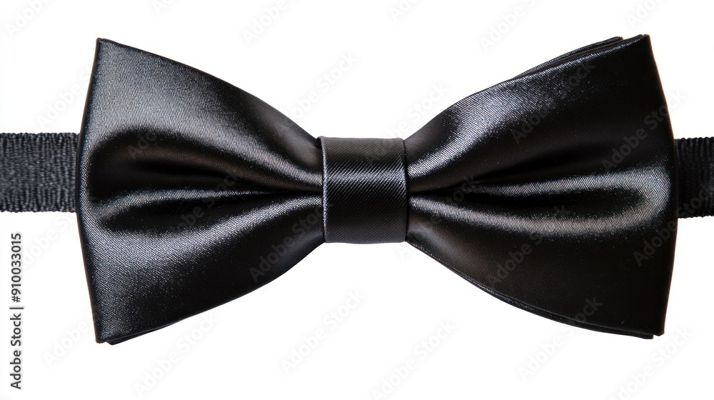 Modern black bow tie with shiny satin finish for events. Modern black bow tie with shiny satin finish for events.