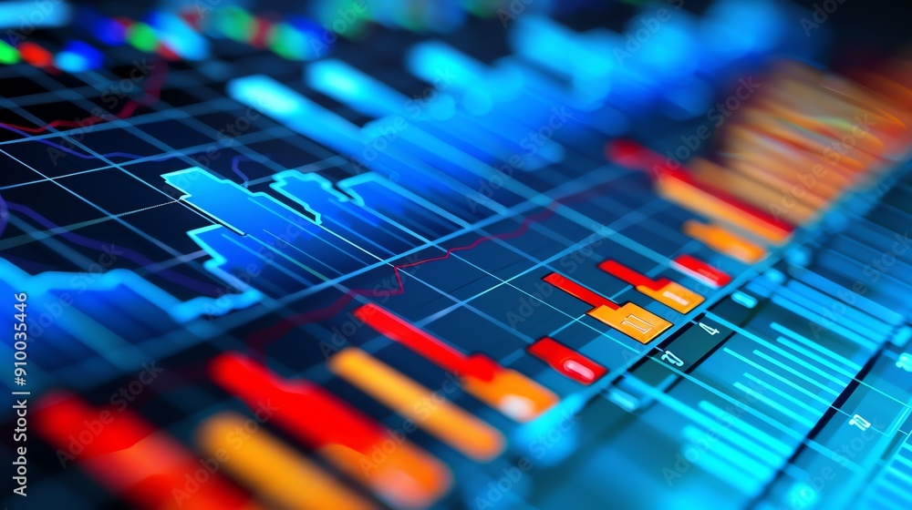 Close-up of a digital stock market chart showing various indices and ...