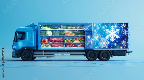 Cold chain truck/van close-up to ensure that food does not spoil during transit