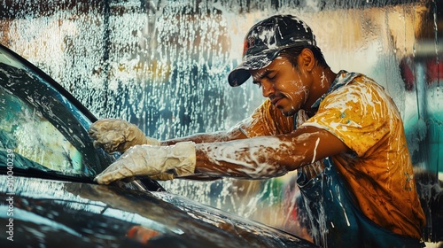 Illegal Latin migrant car wash worker