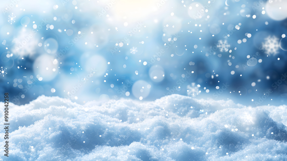 A breathtaking winter wonderland scene with fresh snow and sparkling bokeh lights, capturing the beauty and tranquility of a snowy day. Ideal for holiday themes with ample copy space A breathtaking winter wonderland scene with fresh snow and sparkling bokeh lights, capturing the beauty and tranquility of a snowy day. Ideal for holiday themes with ample copy space