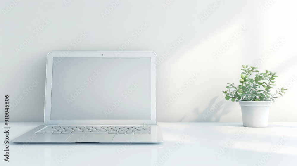 Discover a minimalist workspace featuring a sleek laptop on a white desk, perfect for inspiration and modern design aesthetics. Ideal for creative projects and presentations. Discover a minimalist workspace featuring a sleek laptop on a white desk, perfect for inspiration and modern design aesthetics. Ideal for creative projects and presentations.